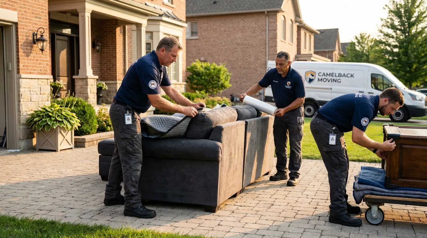 Large estate moving crew wrapping furniture in Galeton, PA